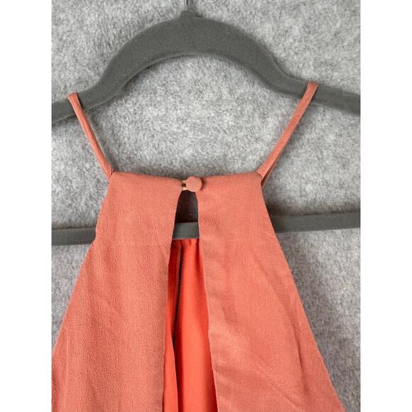 TOBI Maxi Dress Size Large Coral Peach Front Slits Halter Wedding Guest Formal - Picture 9 of 13